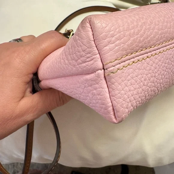 Dooney & Bourke Pink Leather Bag with Brown Trim - Picture 4 of 8